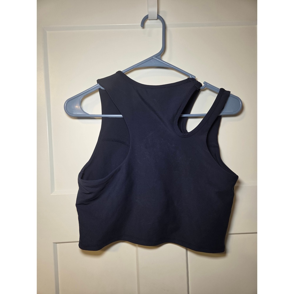 Sage Collective Navy Blue Asymmetrical Cutout Racerback Crop Top Large